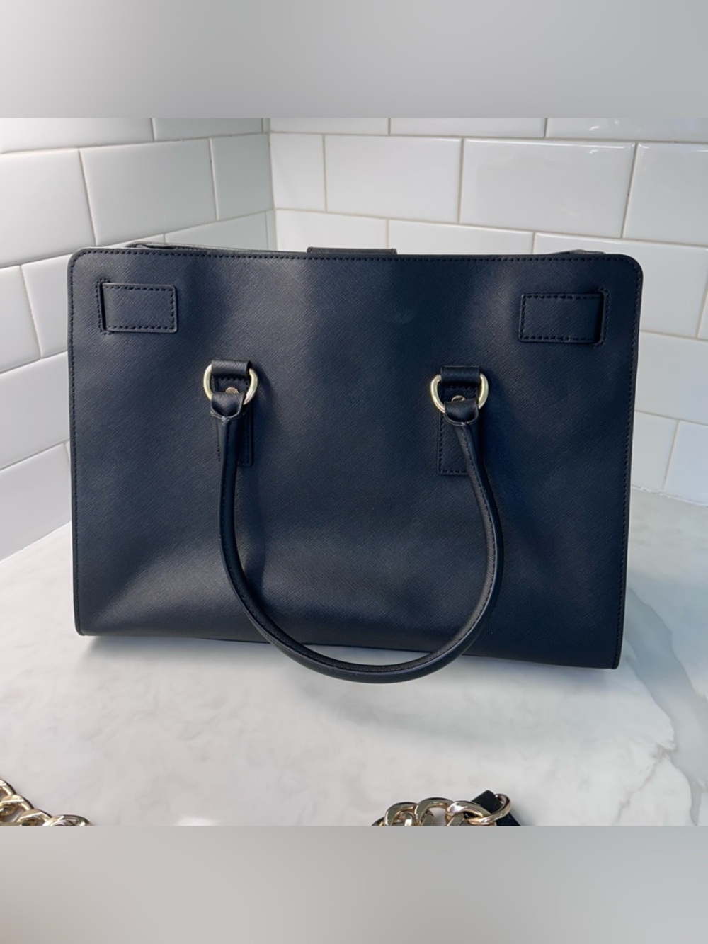 Michael Kors Hamilton Traveler Black Leather Top Zip MD Messenger tags attached - Picture 2 of 14